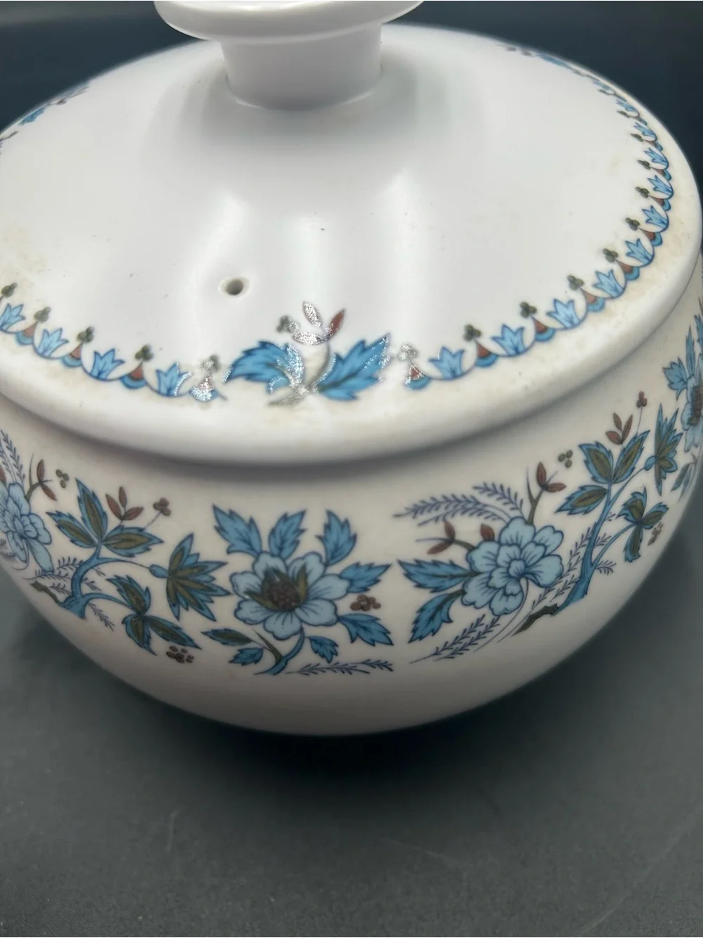 Vintage Noritake blue moon Fondue Set with Wooden Skewer Handles